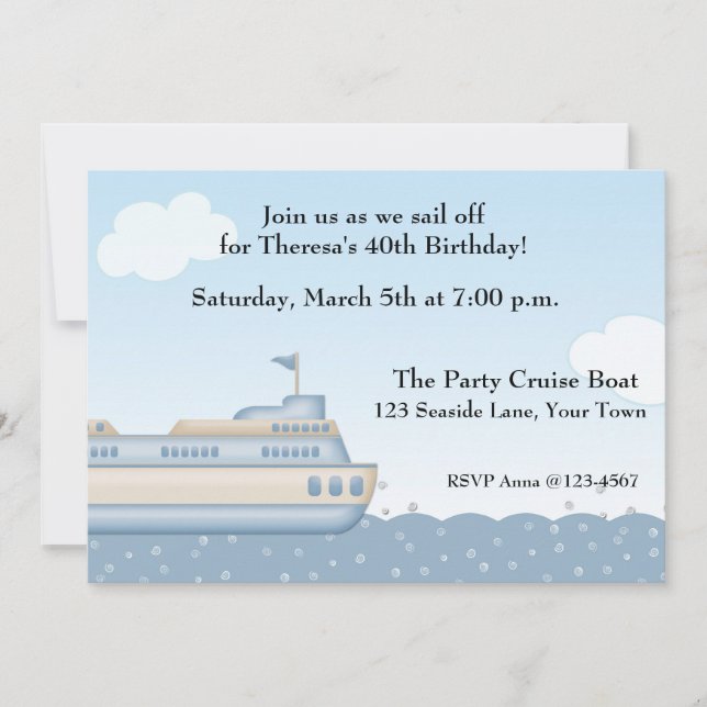Cruise Boat, Nautical Themed Invitation (Front)