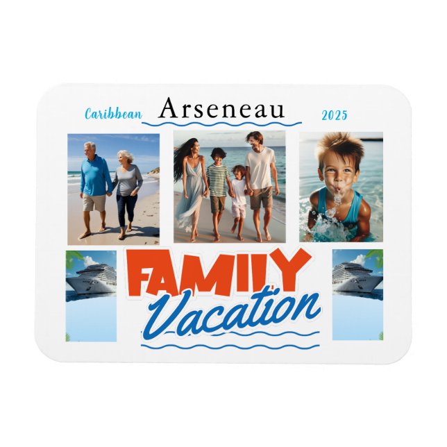 Cruise Cabin  Marker Blue Family Photo Personalise Magnet (Horizontal)