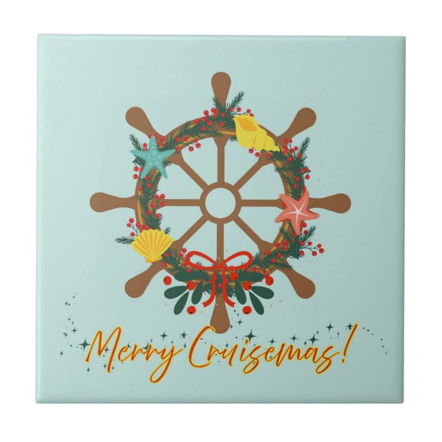 Cruise Christmas Nautical Ceramic Tile (Front)