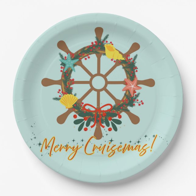 Cruise Christmas Nautical Paper Plate (Front)