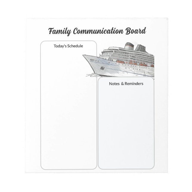 Cruise Communication Schedule Ship Notepad (Front)