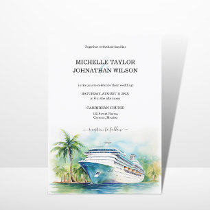  Cruise Destination Wedding Palm Trees Beach Invitation