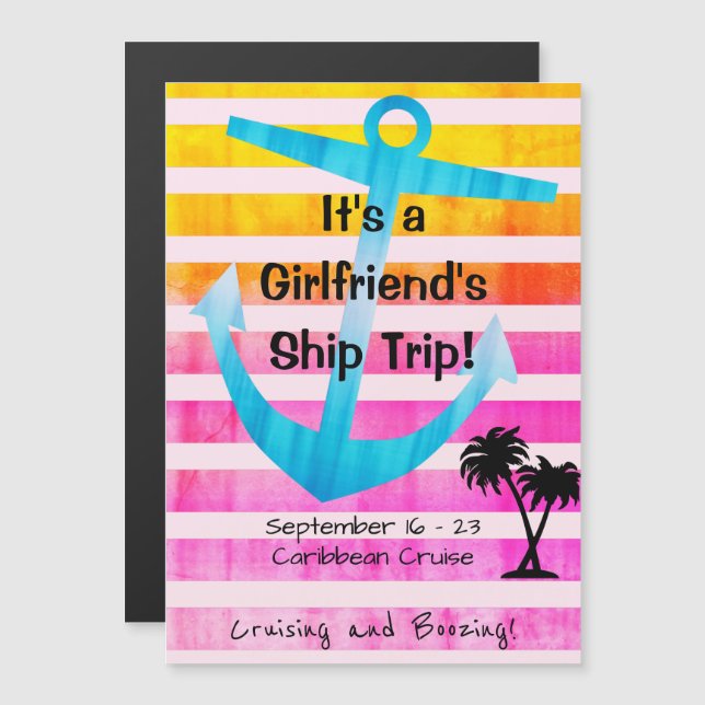 Cruise Door Magnet Girlfriends In Hot Pink (Front/Back)