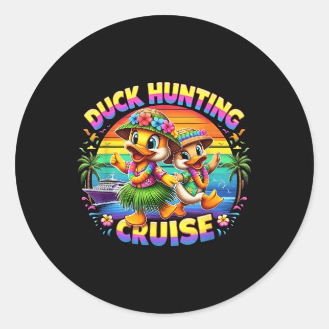 Cruise Hunter Rubber Duckie Summer Boat Vacay Duck Classic Round Sticker (Front)