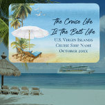 Cruise Islands Cabin Stateroom Door Marker Magnet<br><div class="desc">Wonderful ocean sea life themed Cruise Ship magnet. Fun quote about cruise vacations "the cruise life is the best life". Perfect for attaching to metal cruise stateroom cabin doors and using as a cabin marker to help you find your room. Design features tropical island palm trees, beach chairs and scenic...</div>