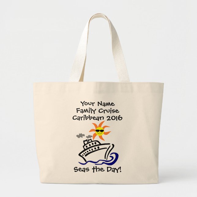 Cruise Jumbo Tote Bag - Seas the Day! (Front)