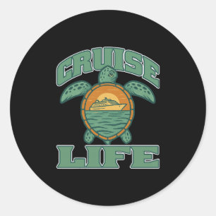 Cruise Life Family Travel Vacation Turtle Classic Round Sticker