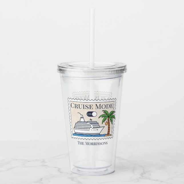 Cruise Mode On Personalised Acrylic Tumbler (Front)