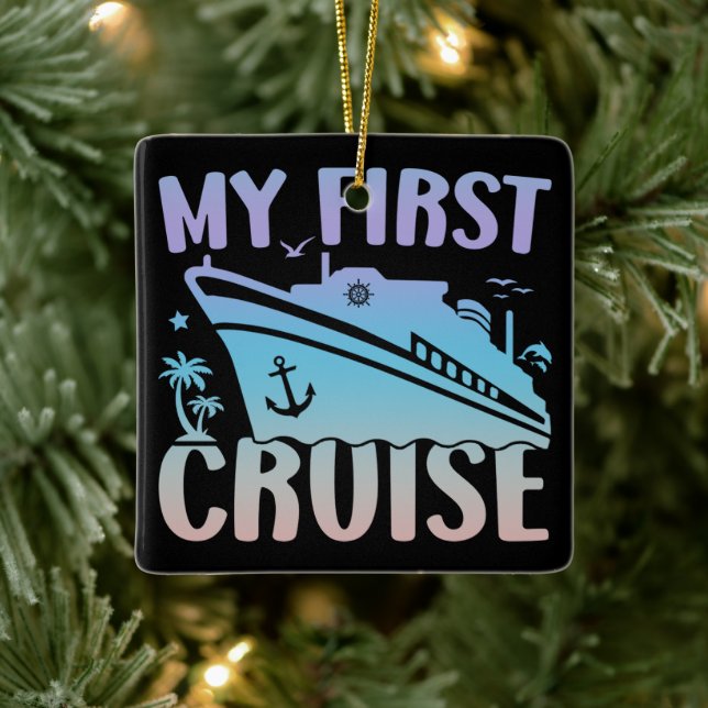 Cruise My First Cruise 2025 Family Vacation Cruise Ceramic Ornament (Tree)