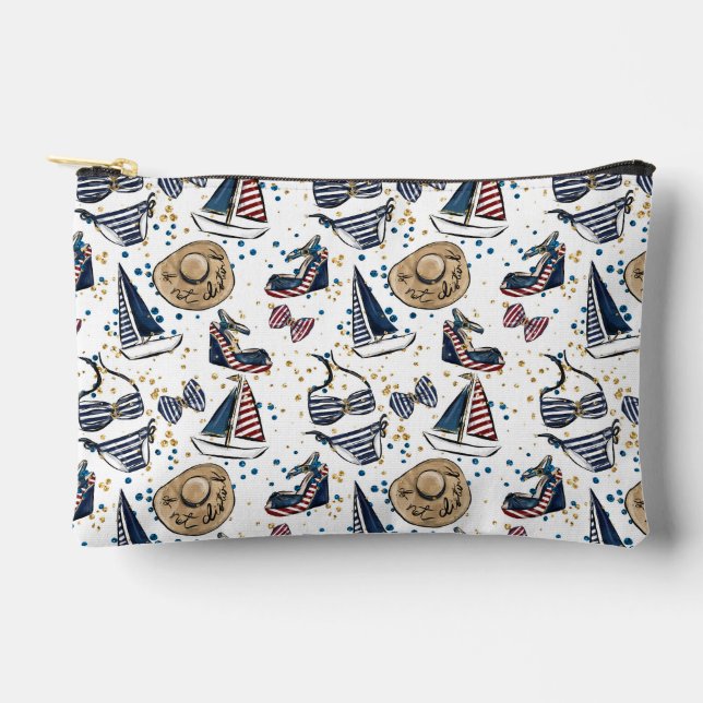 Cruise Nautical Patriotic Pattern  Accessory Pouch (Front)