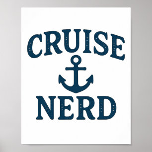 Cruise Nerd Anchor Graphic Distressed Funny Design Poster