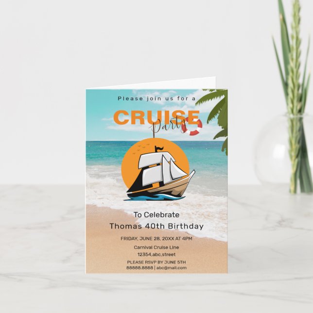 Cruise Party 40 Birthday Party Invitation (Front)