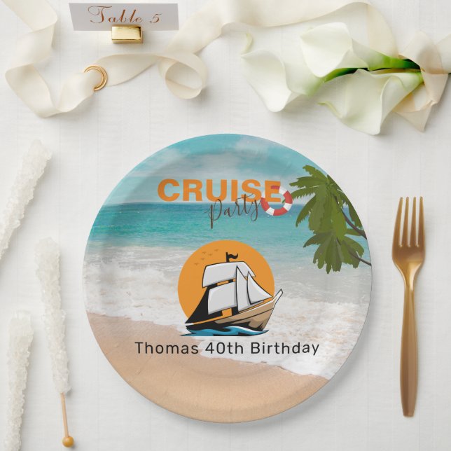 Cruise Party 40 Birthday Party Paper Plate (Wedding)