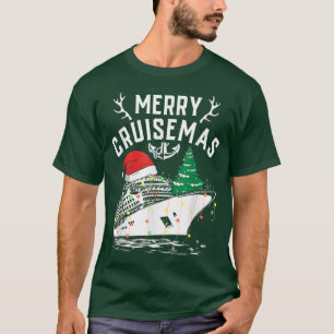 Cruise Santa Reindeer Christmas Tree Lights Merry  T-Shirt