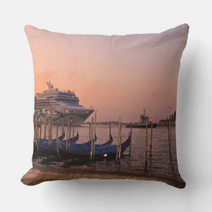 Cruise Ship and Gondolas near Grand Canal, Italy Cushion