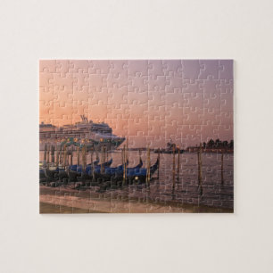 Cruise Ship and Gondolas near Grand Canal, Italy Jigsaw Puzzle