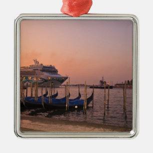 Cruise Ship and Gondolas near Grand Canal, Italy Metal Ornament