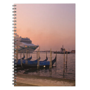 Cruise Ship and Gondolas near Grand Canal, Italy Notebook