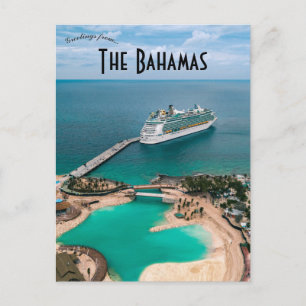 Cruise Ship at Coco Cay The Bahamas Postcard