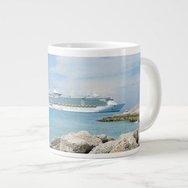 Cruise Ship at CocoCay Large Coffee Mug (Front Right)
