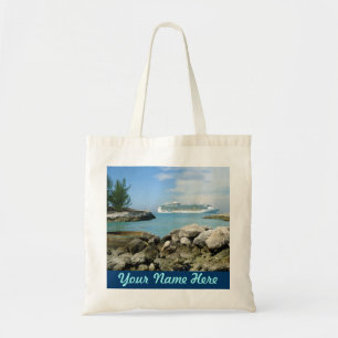 Cruise Ship at CocoCay Personalized Name Tote Bag