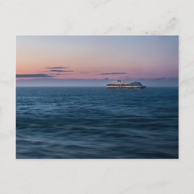 Cruise Ship at Sunset Postcard (Front)