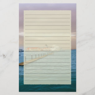 Cruise Ship At The Pier Lined Stationery