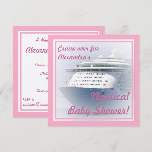 Cruise Ship Baby Shower Invitation (Front/Back)