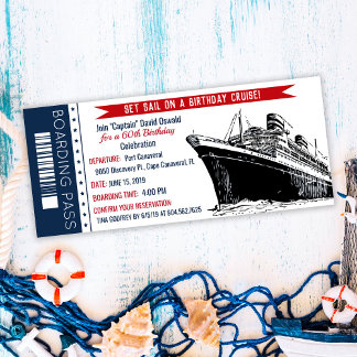 Cruise Ship Boarding Pass Birthday Invitation