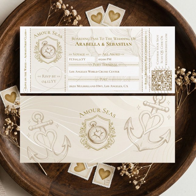 Cruise Ship Boarding ticket Destination Wedding Invitation (Cruise Ship Boarding ticket Destination Wedding In Invitation)