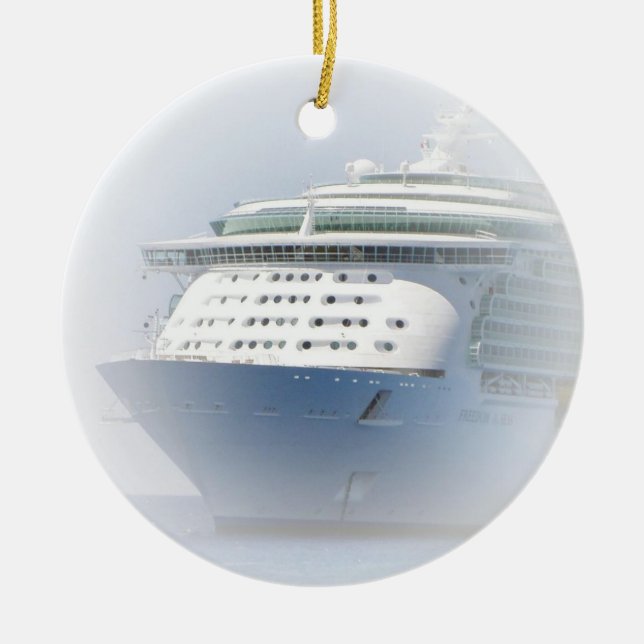 Cruise Ship Cameo Ceramic Tree Decoration (Front)