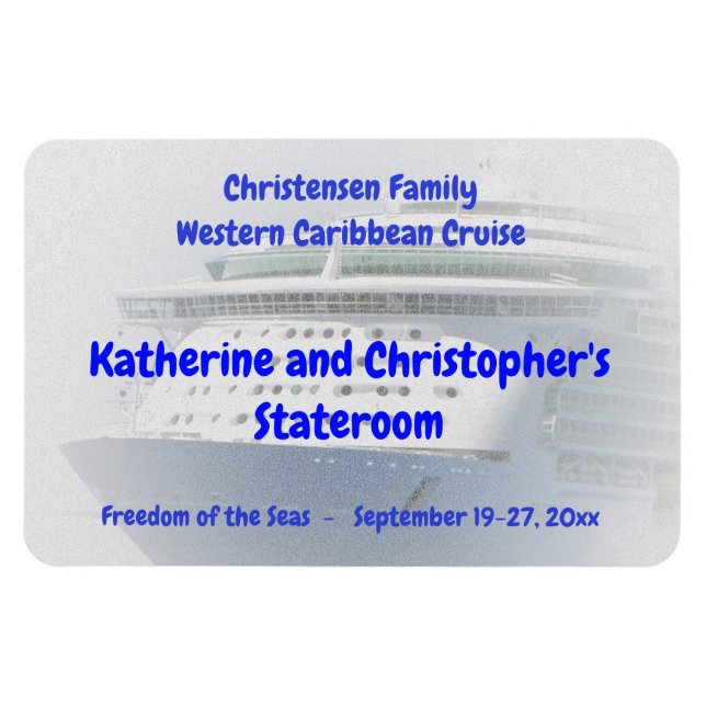 Cruise Ship Cameo Custom Stateroom Door Marker Magnet (Horizontal)