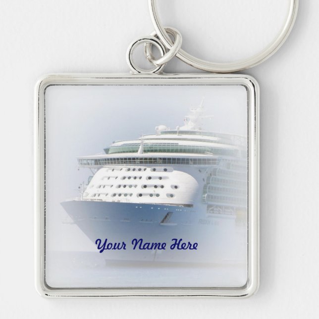Cruise Ship Cameo with Name Key Ring (Front)
