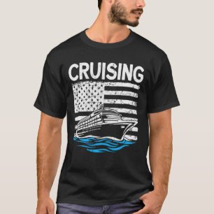 Cruise Ship Captain Patriotic US American Flag Cru T-Shirt