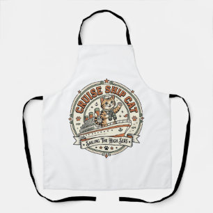 Cruise Ship Cat Cruise Ship Cat Vintage Vector Art Apron