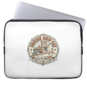 Cruise Ship Cat Cruise Ship Cat Vintage Vector Art Laptop Sleeve