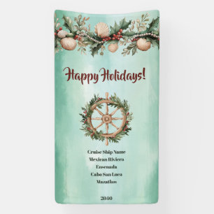 Cruise Ship Christmas Holiday Coastal Cabin Door Banner