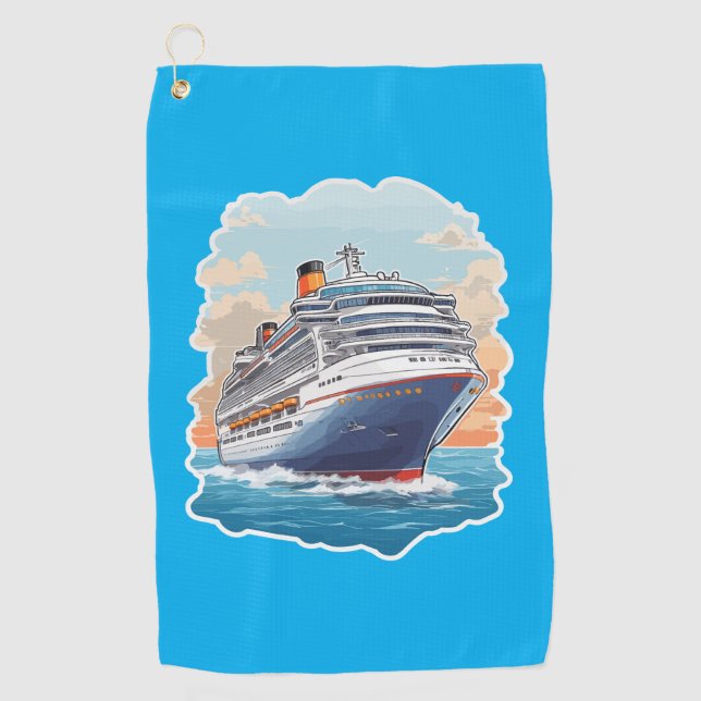 Cruise ship colourful golf towel (Front)