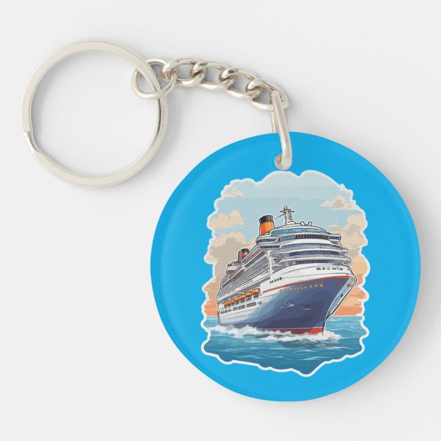Cruise ship colourful key ring (Front)