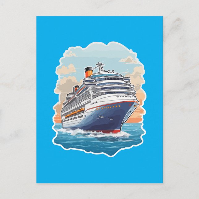 Cruise ship colourful postcard (Front)