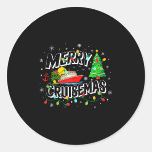 Cruise Ship Cruising Vacation Merry Christmas Ligh Classic Round Sticker