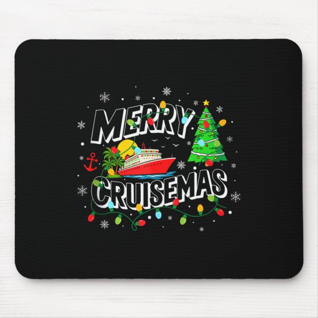 Cruise Ship Cruising Vacation Merry Christmas Ligh Mouse Pad (Front)