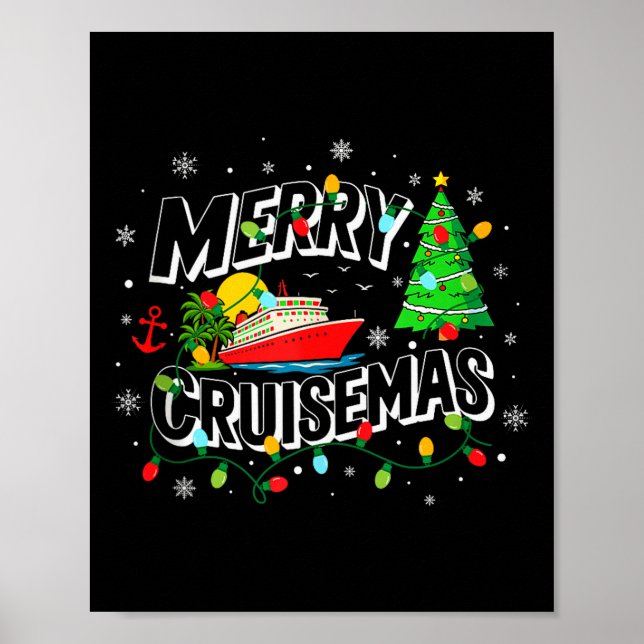 Cruise Ship Cruising Vacation Merry Christmas Ligh Poster (Front)