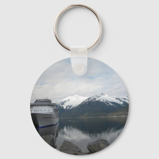 Cruise Ship Docked in Skagway, Alaska Key Ring (Front)