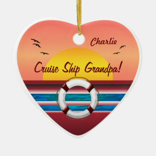 Cruise Ship Grandpa - Personalised Heart Ceramic Tree Decoration