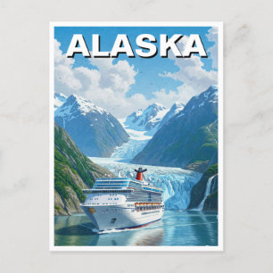 Cruise ship in Alaska Travel Postcard