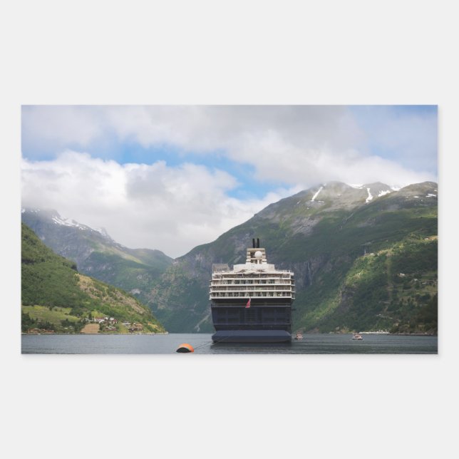Cruise ship in Geirangerfjord sticker (Front)