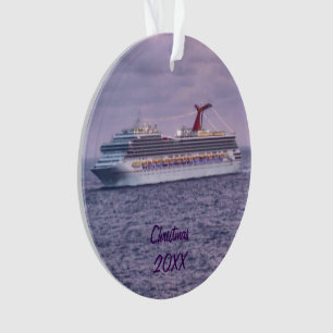 Cruise Ship in Purple Dated Ornament