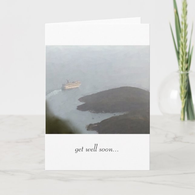 Cruise Ship Leaving Harbour "Get Well Soon" Card (Front)