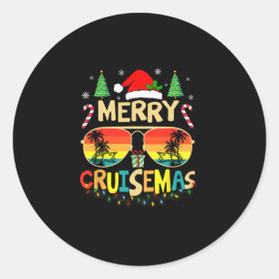 Cruise Ship Merry Christmas Lights Cruising Vacati Classic Round Sticker